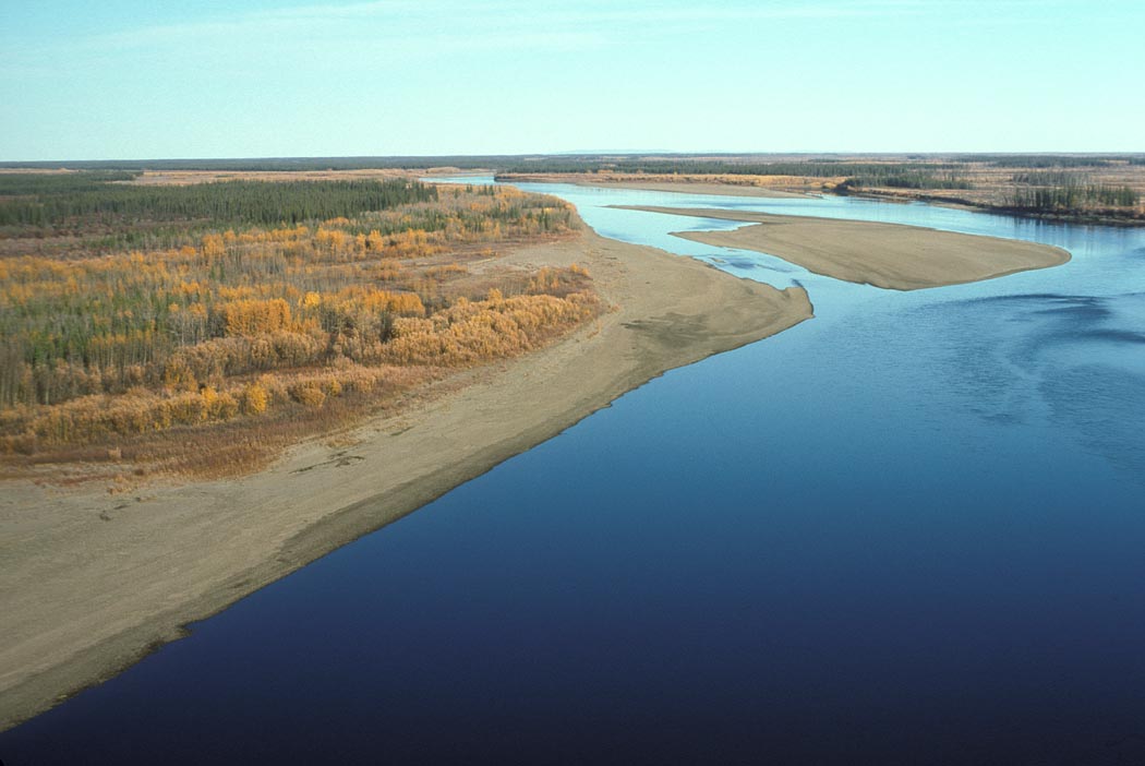 A photo of the Porcupine River in the Yukon Flats