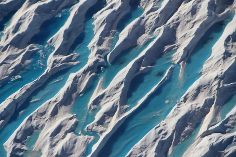 A photo of Meltwater in crevasses in Greenland