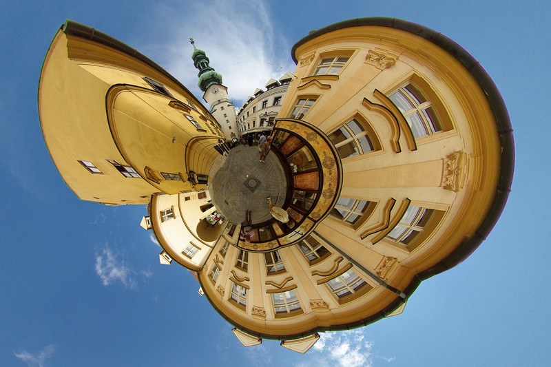 A photo of Stereographic projection of Vinohrady, Bratislava.