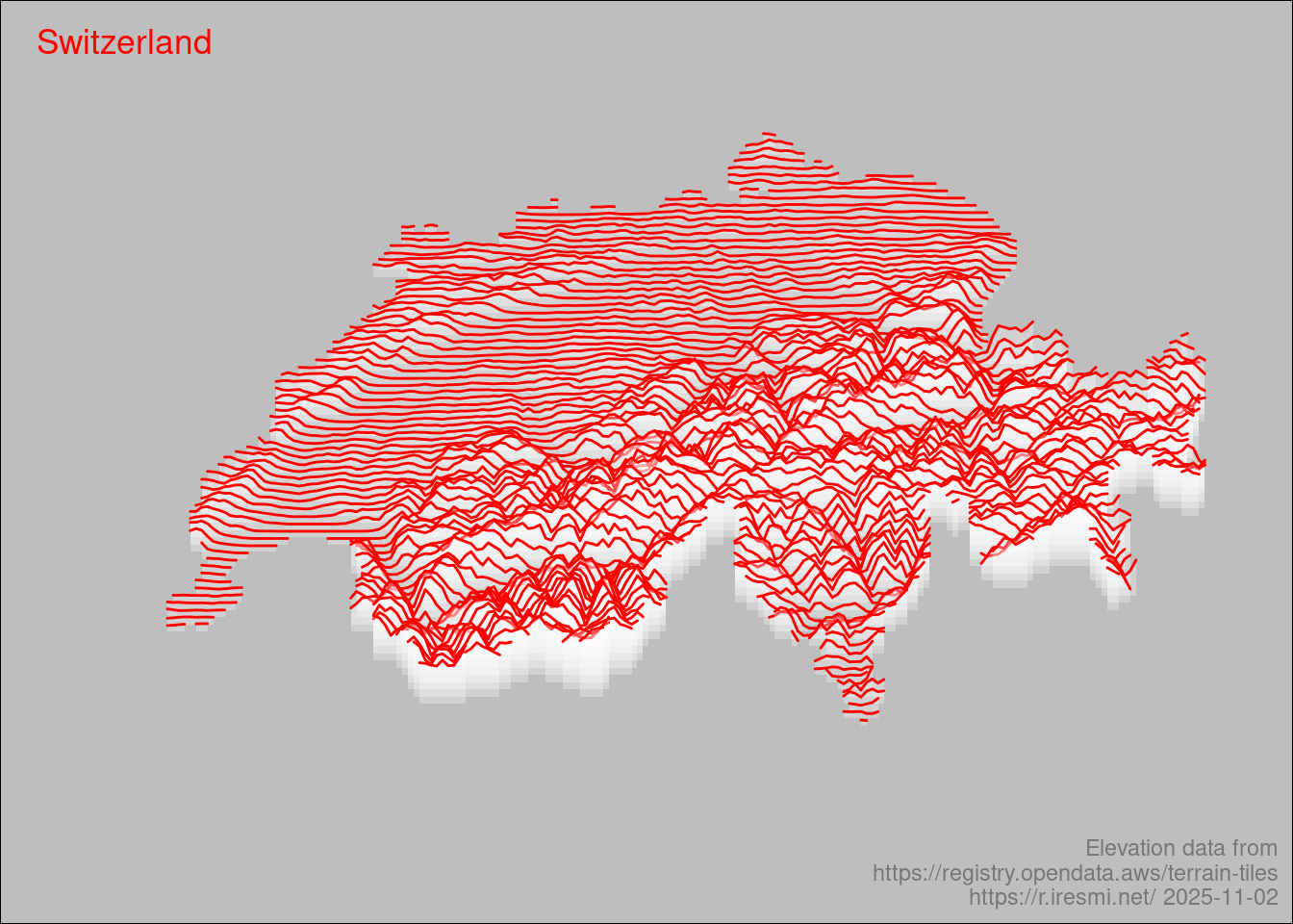 A map of Switzerland altitude