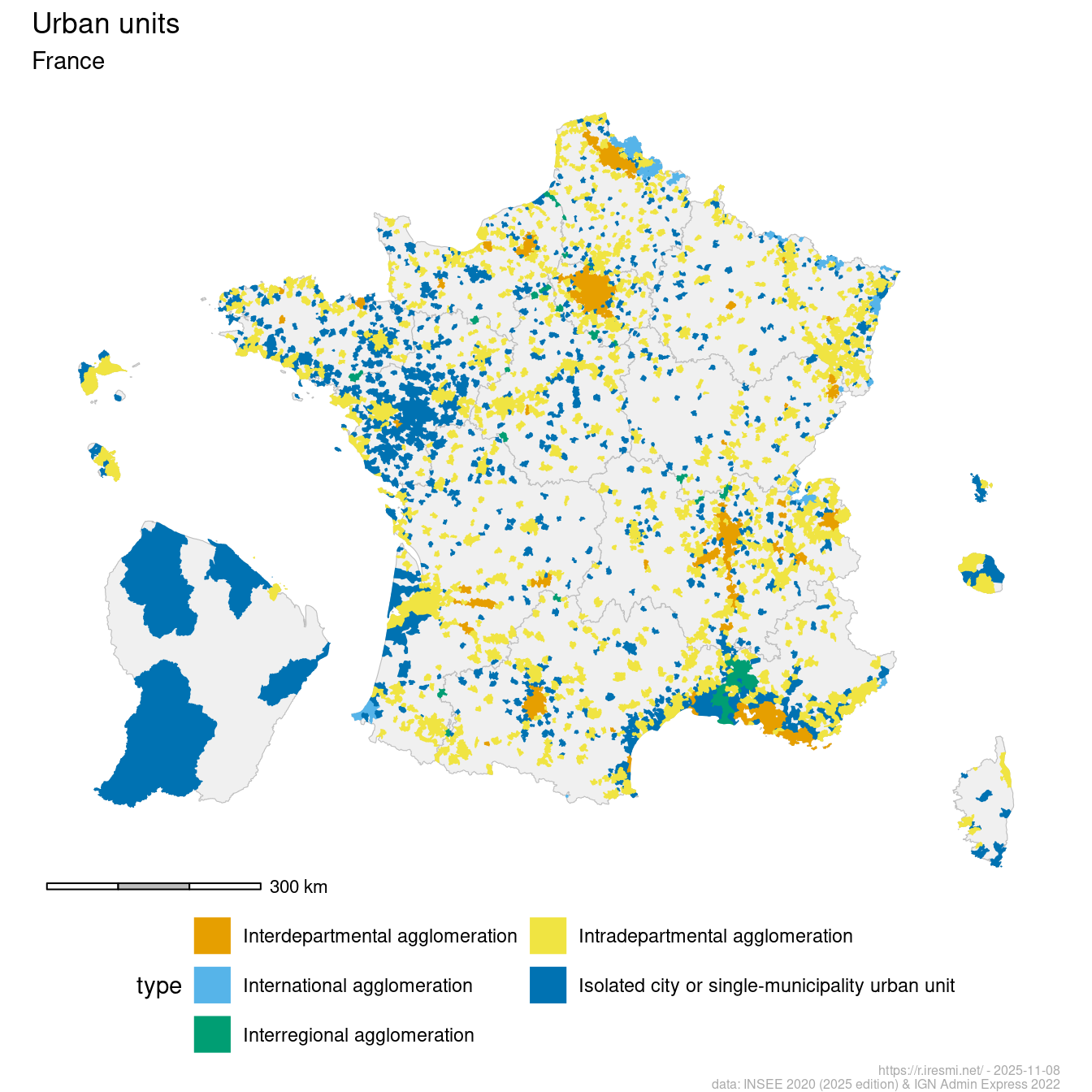 Map of French Urban Units